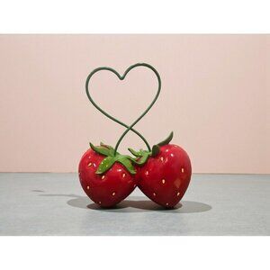 New Large Red / Green Summer Valentines 2 Twisted Strawberries Figure Room Decor